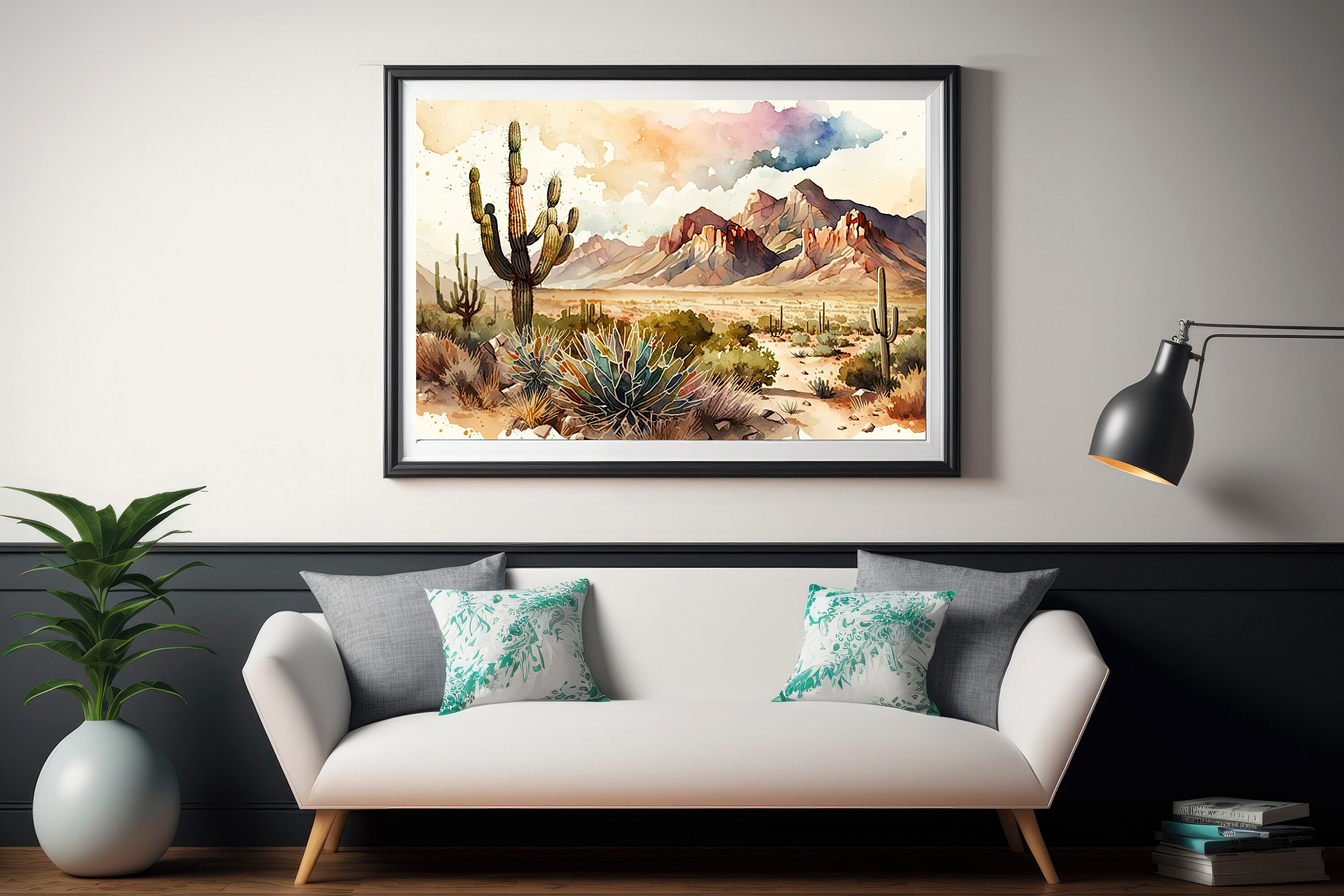 Desert Landscape Print Colorful Watercolor Wall Art Southwest Gift ...