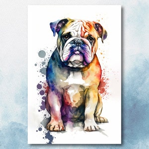 English Bulldog Art Pet Portrait Print Cute Pet Keepsake Dog Wall Art Gift For Pet Lovers Dog Portrait Decor