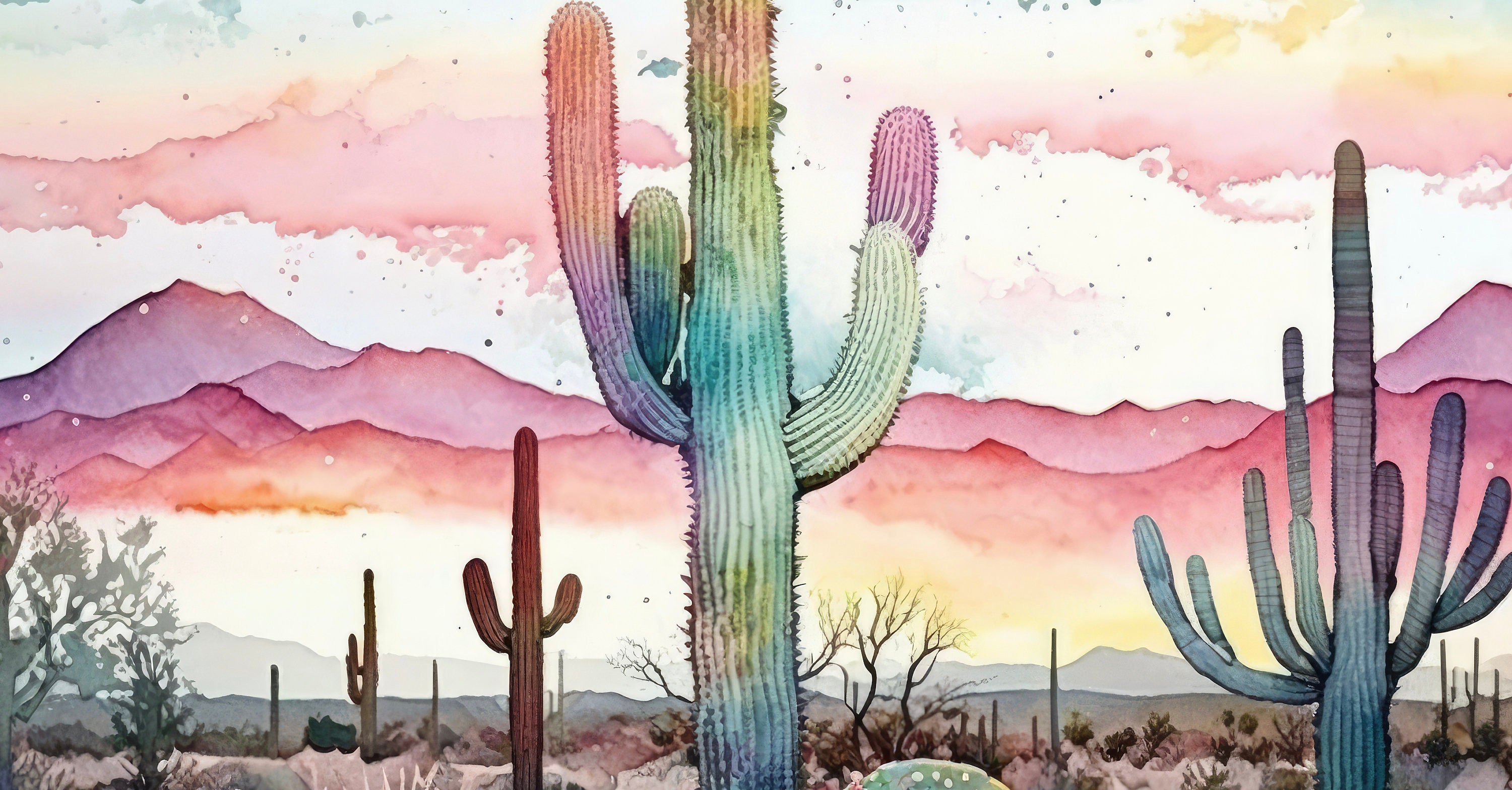 Sonoran Desert Rainy Sunset Cactus Wall Art Print Southwest Nature ...