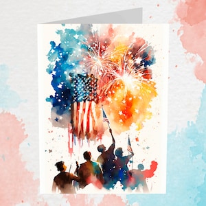 American Fireworks Greeting Cards Fourth of July Memorial Day Veterans Day Patriotic Holiday Cards - 5x7 inches in Packs of 1, 10, 30, & 50