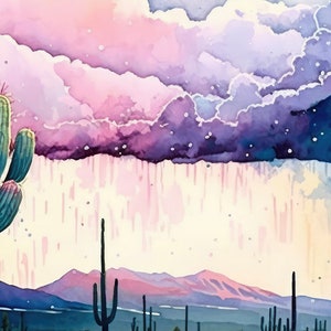 Sonoran Desert Rainy Sunset Cactus Wall Art Print Southwest Nature ...