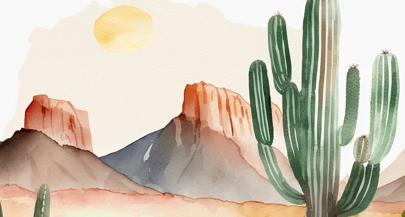 Minimalist Sonoran Desert Cactus Wall Art Southwest Nature - Etsy