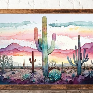 Sonoran Desert Rainy Sunset Cactus Wall Art Print Southwest Nature ...