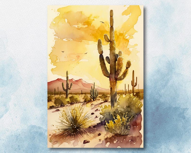 Sonoran Desert Golden Sunset Cactus Wall Art Print Southwest Nature ...