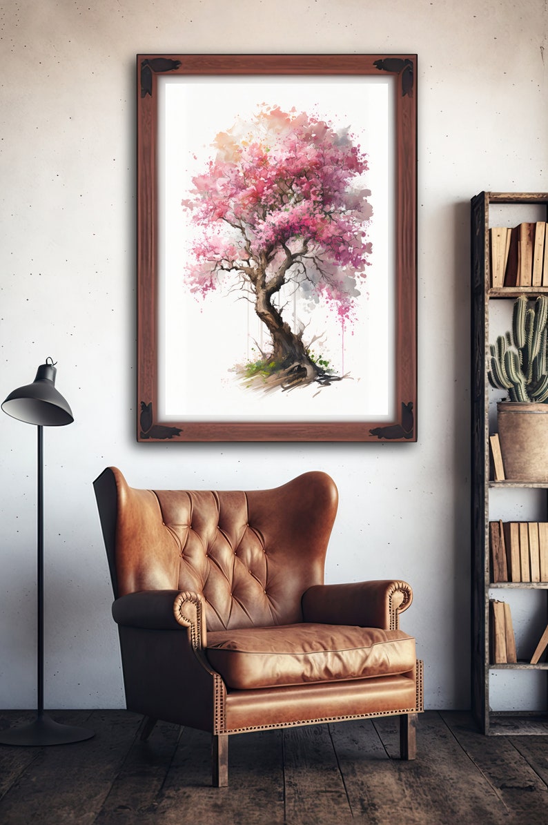 Japanese Pink Sakura Cherry Blossom Bonsai Tree Wall Art Asian Print ...