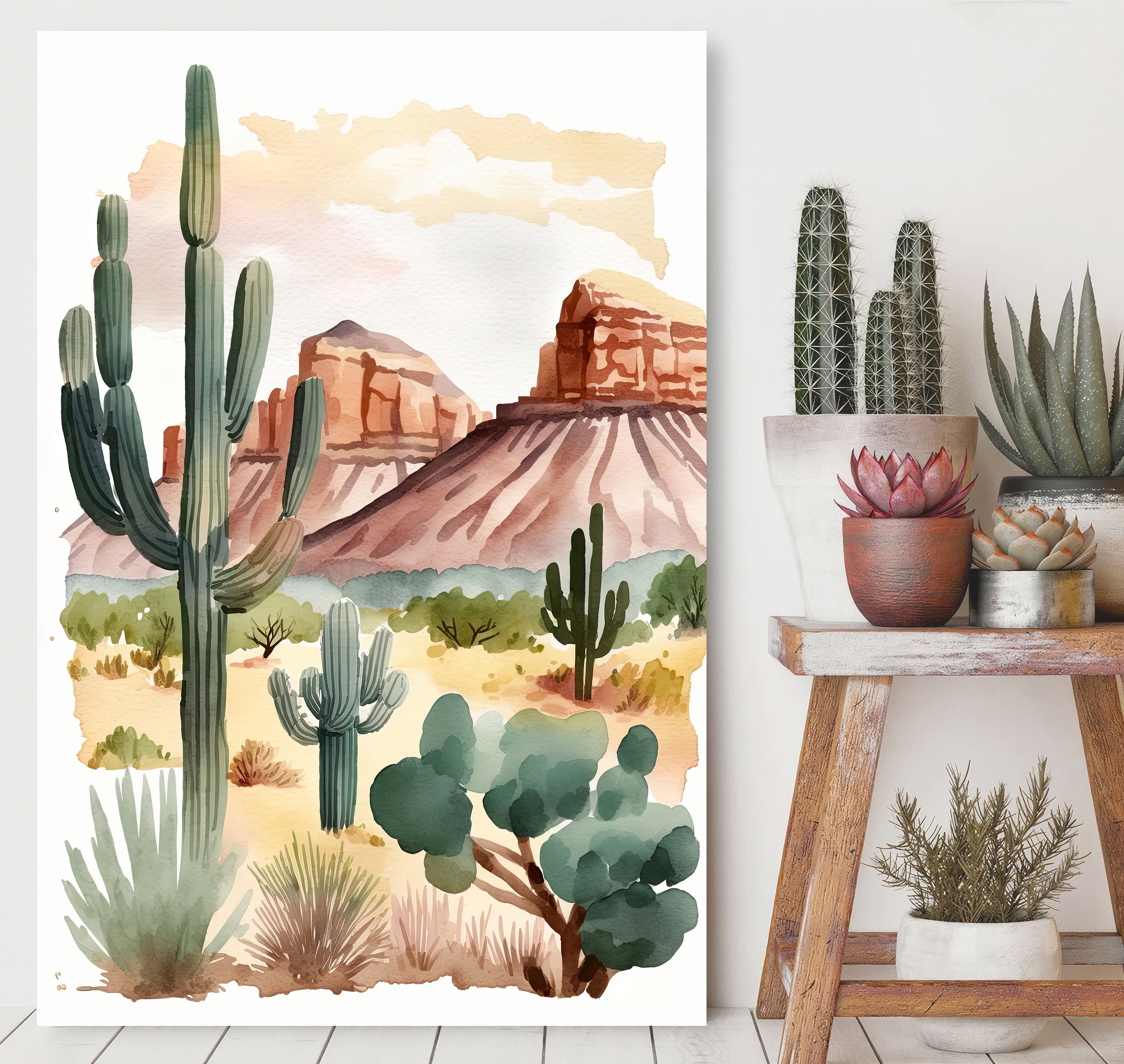 Minimalist Sonoran Desert Cactus Wall Art Southwest Nature - Etsy