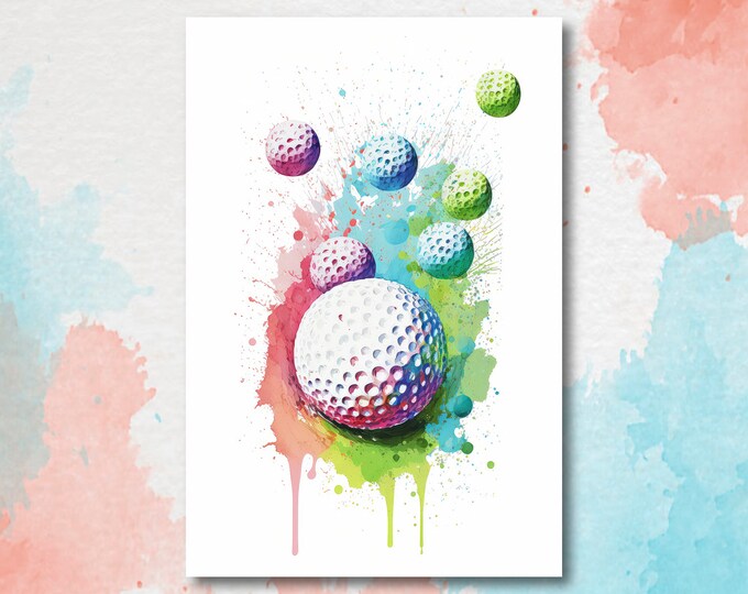 Golf Ball Wall Art Print Golfing Gift For Men Golf Gifts Man Cave Sports Decor