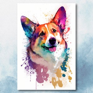 Corgi Dog Watercolor Print Cute Pet Keepsake Wall Art Dog Lover Gift Adorable Canine Home Decor for Puppy Dog Lovers!