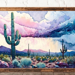Sonoran Desert Rainy Sunset Cactus Wall Art Print Southwest Nature ...