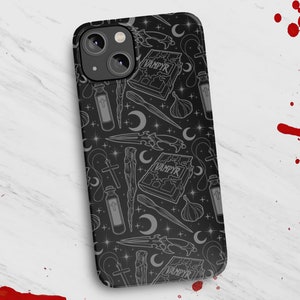 Vampire Slayer Horror iPhone Case 14 13 12 11 Pro XR, Gothic Supernatural Monster Movie Hard Cover