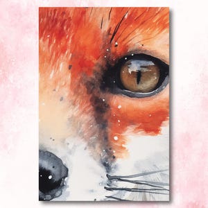 Watercolor Fox Print, Forest Animal Wall Art Poster, Nature Wildlife Canvas Gift, Wild Woodland Painting, Rustic Lodge Home Decor