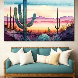 Sonoran Desert Rainy Sunset Cactus Wall Art Print Southwest Nature ...