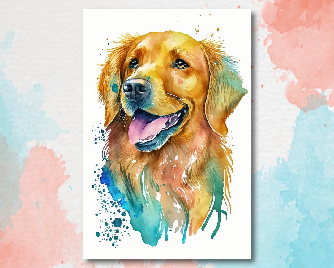 Golden Retriever Dog Watercolor Print Cute Pet Keepsake Wall Art Dog ...