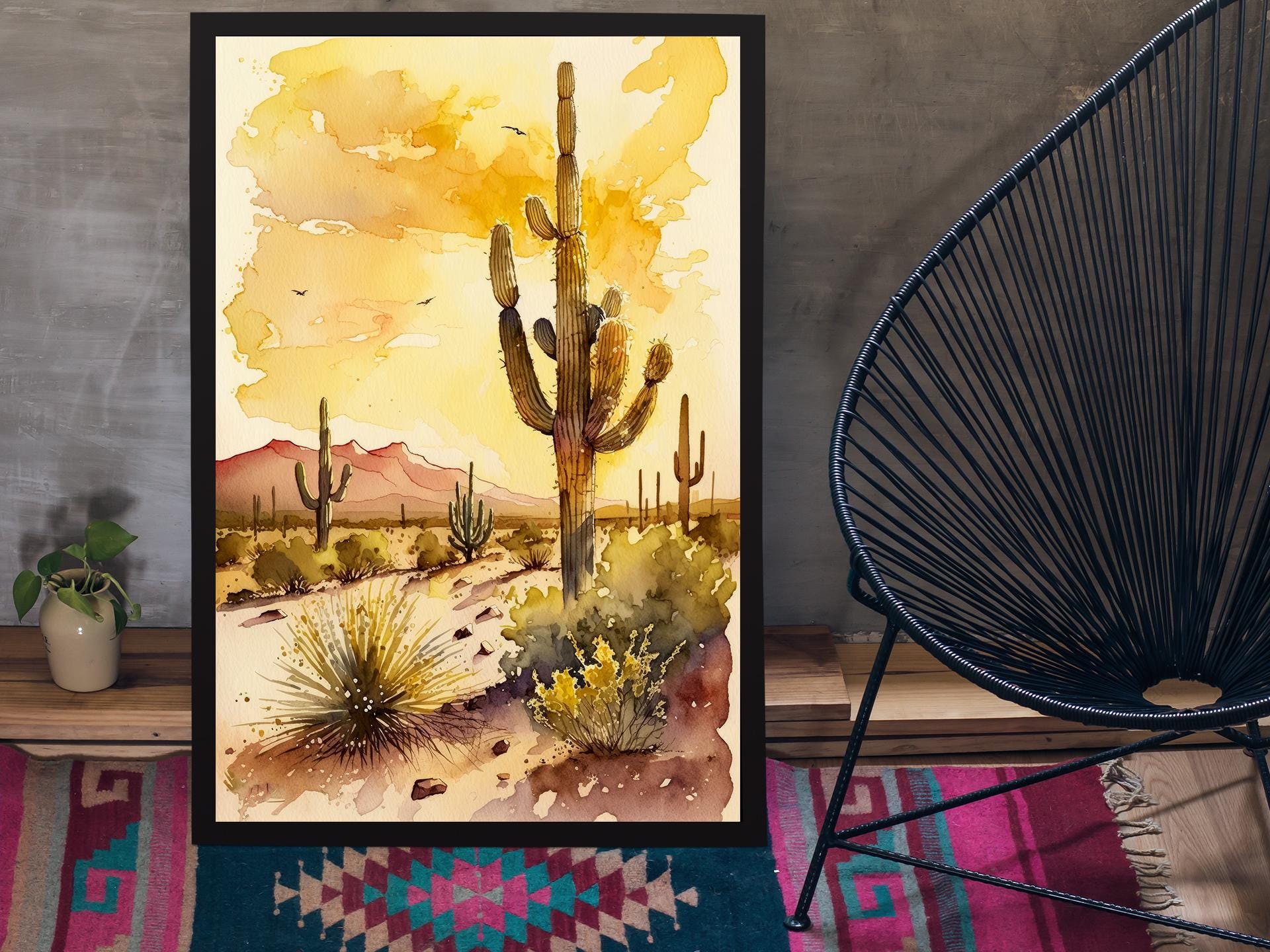 Sonoran Desert Golden Sunset Cactus Wall Art Print Southwest Nature ...