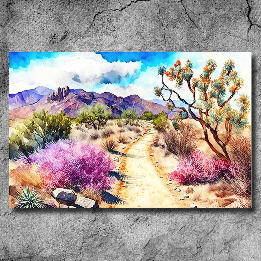 Desert Landscape Print Colorful Watercolor Wall Art Southwest Gift ...