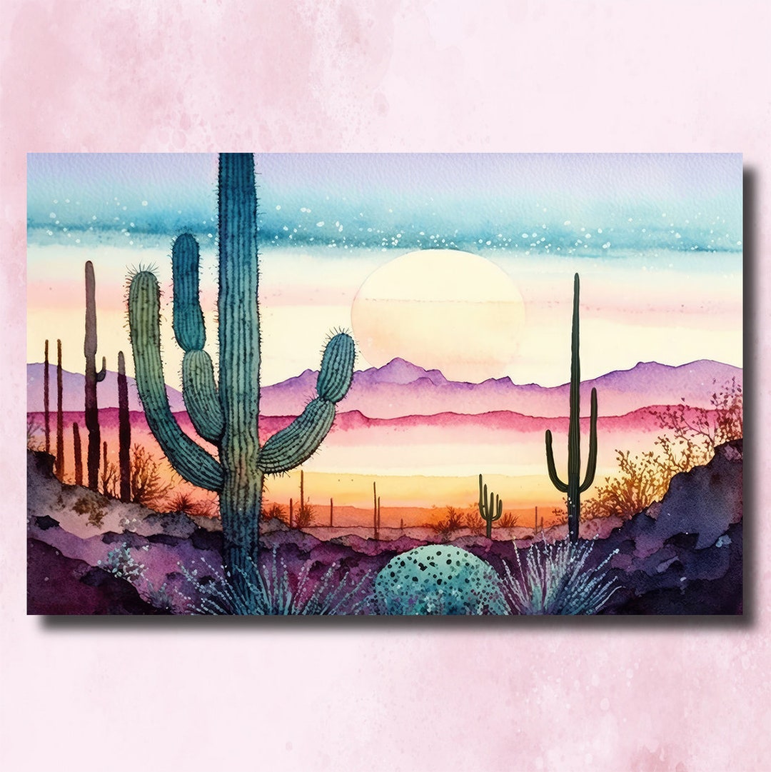 Sonoran Desert Rainy Sunset Cactus Wall Art Print Southwest Nature ...