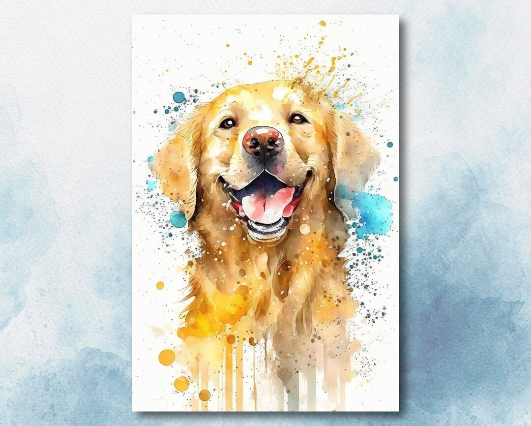 Golden Retriever Dog Watercolor Print Cute Pet Keepsake Wall Art Dog ...