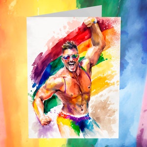 Gay Art Greeting Cards for Gay Pride Month or Coming Out Gifts LGBTQ Queer Holiday Cards - 5x7 inches in Packs of 1, 10, 30, and 50pcs