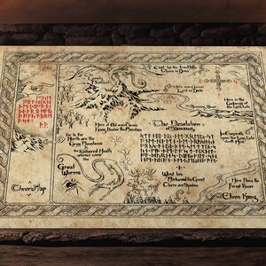 Thorin's Map Hobbit Map Art Print, Vintage Fantasy World Poster, Epic ...