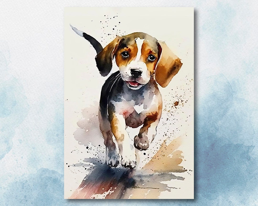 Beagle Art Pet Portrait Print Cute Pet Keepsake Dog Wall Art Gift for ...