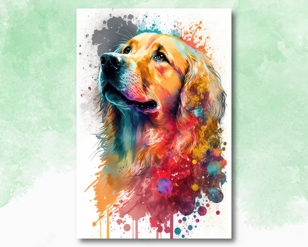 Golden Retriever Dog Watercolor Print Cute Pet Keepsake Wall Art Dog ...