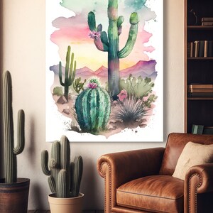 Desert Saguaro Cactus Sunset Wall Art Print Southwest Sonoran ...