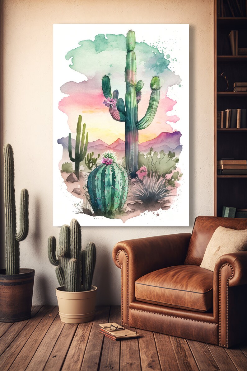 Desert Saguaro Cactus Sunset Wall Art Print Southwest Sonoran ...