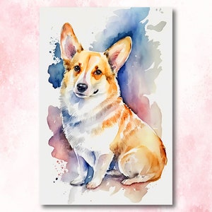 Corgi Dog Watercolor Print Cute Pet Keepsake Wall Art Dog Lover Gift Adorable Canine Home Decor for Puppy Dog Lovers!
