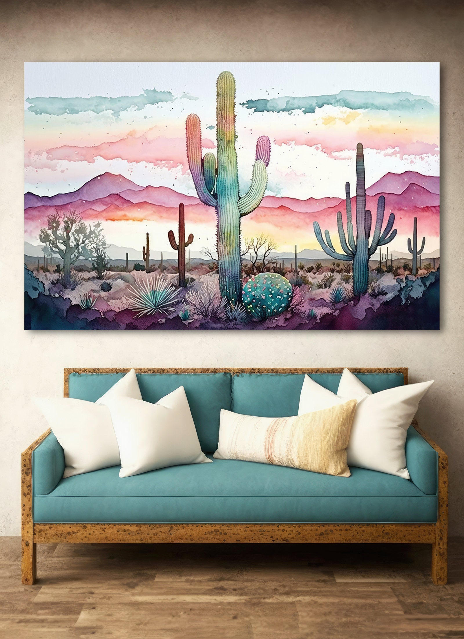 Sonoran Desert Rainy Sunset Cactus Wall Art Print Southwest Nature ...