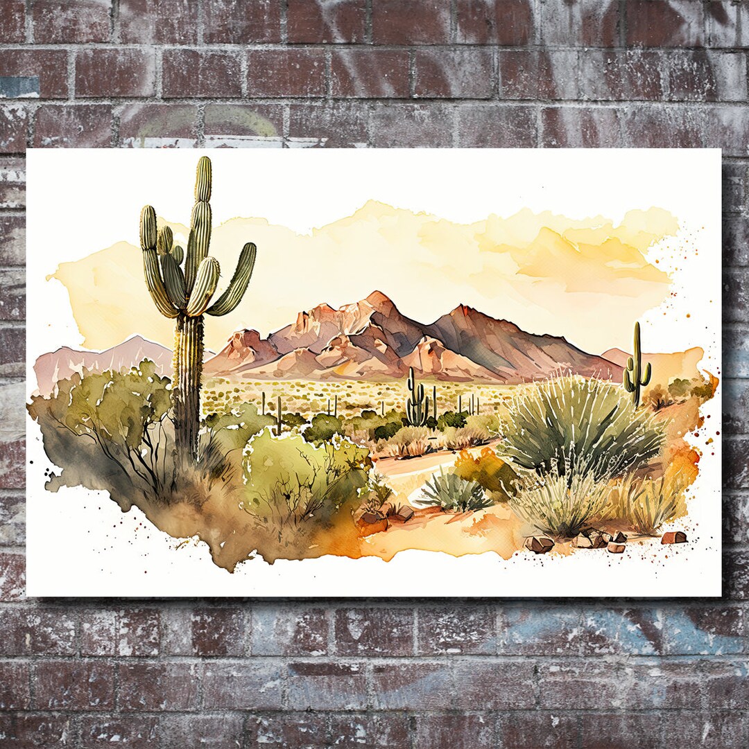 Desert Landscape Print Colorful Watercolor Wall Art Southwest Gift ...