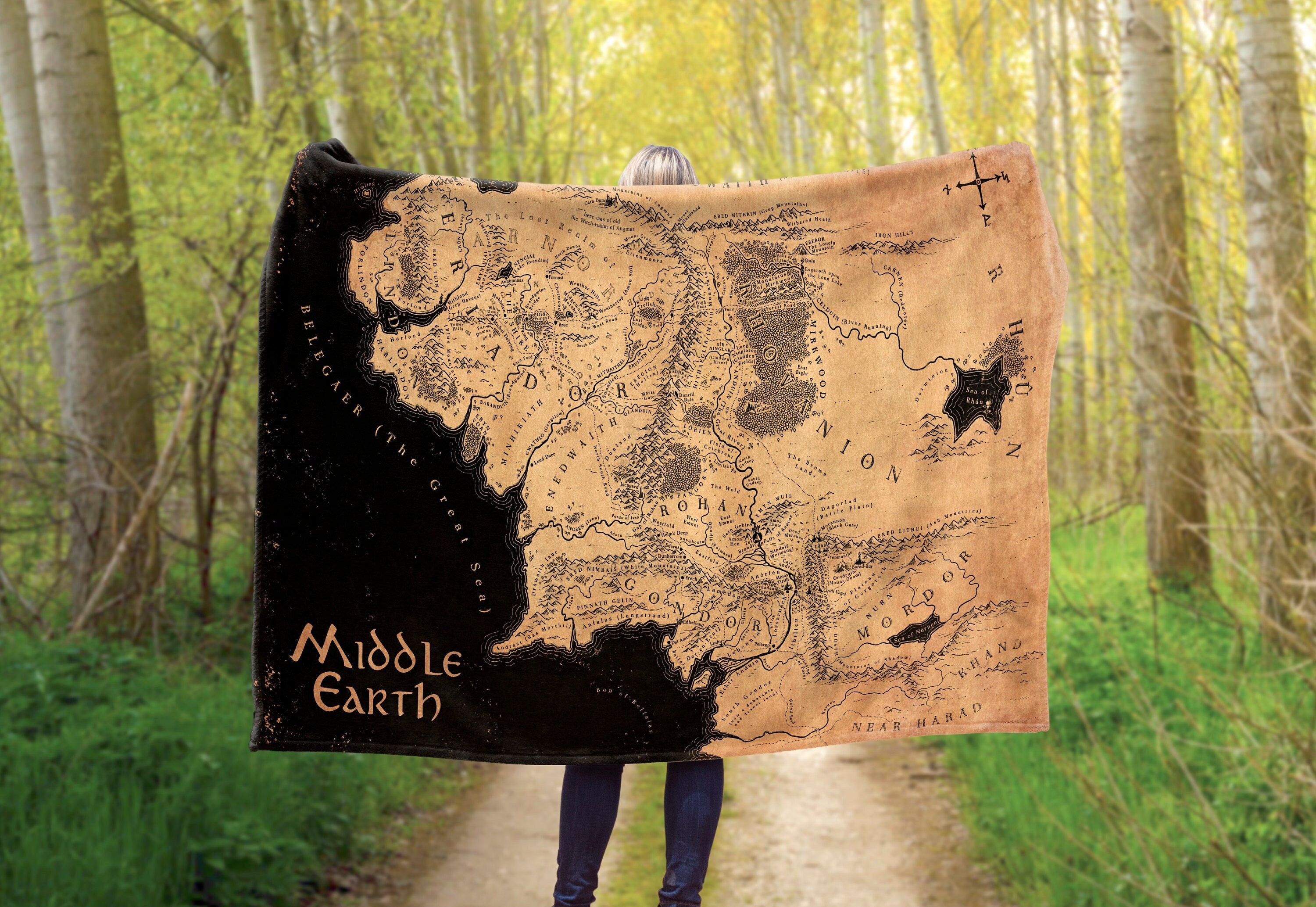 Lord Of The Rings Full Middle Earth Map Design Plush Throw Blanket 46' x 60
