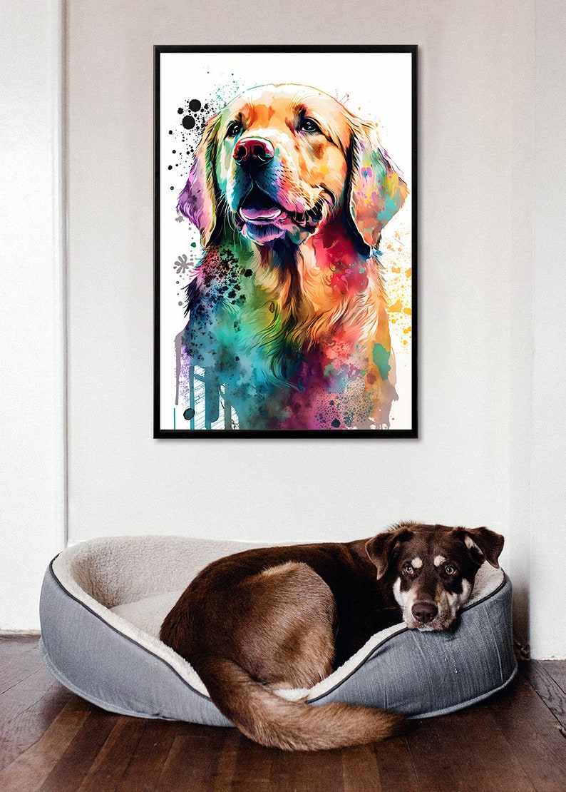 Golden Retriever Dog Watercolor Print Cute Pet Keepsake Wall Art Dog ...