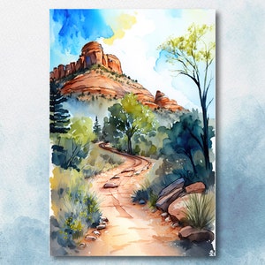 Watercolor Sedona Arizona Art Print Southwest Wall Art Landscape Gift Desert Home Western Decor