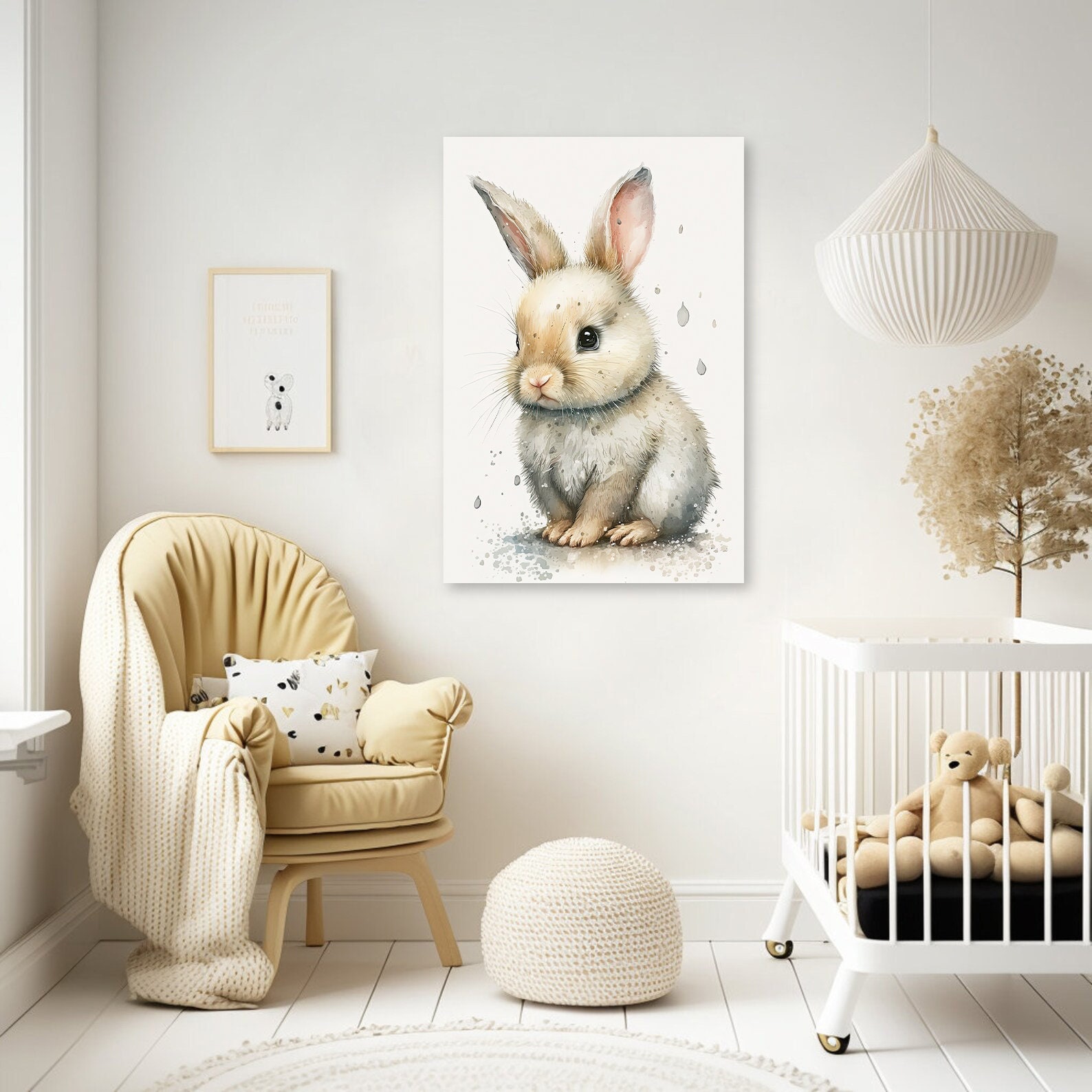 水彩壁絵watercolor“The Chilling Bunny Bunny” 水彩壁絵watercolor