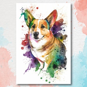 Corgi Dog Watercolor Print Cute Pet Keepsake Wall Art Dog Lover Gift Adorable Canine Home Decor for Puppy Dog Lovers!