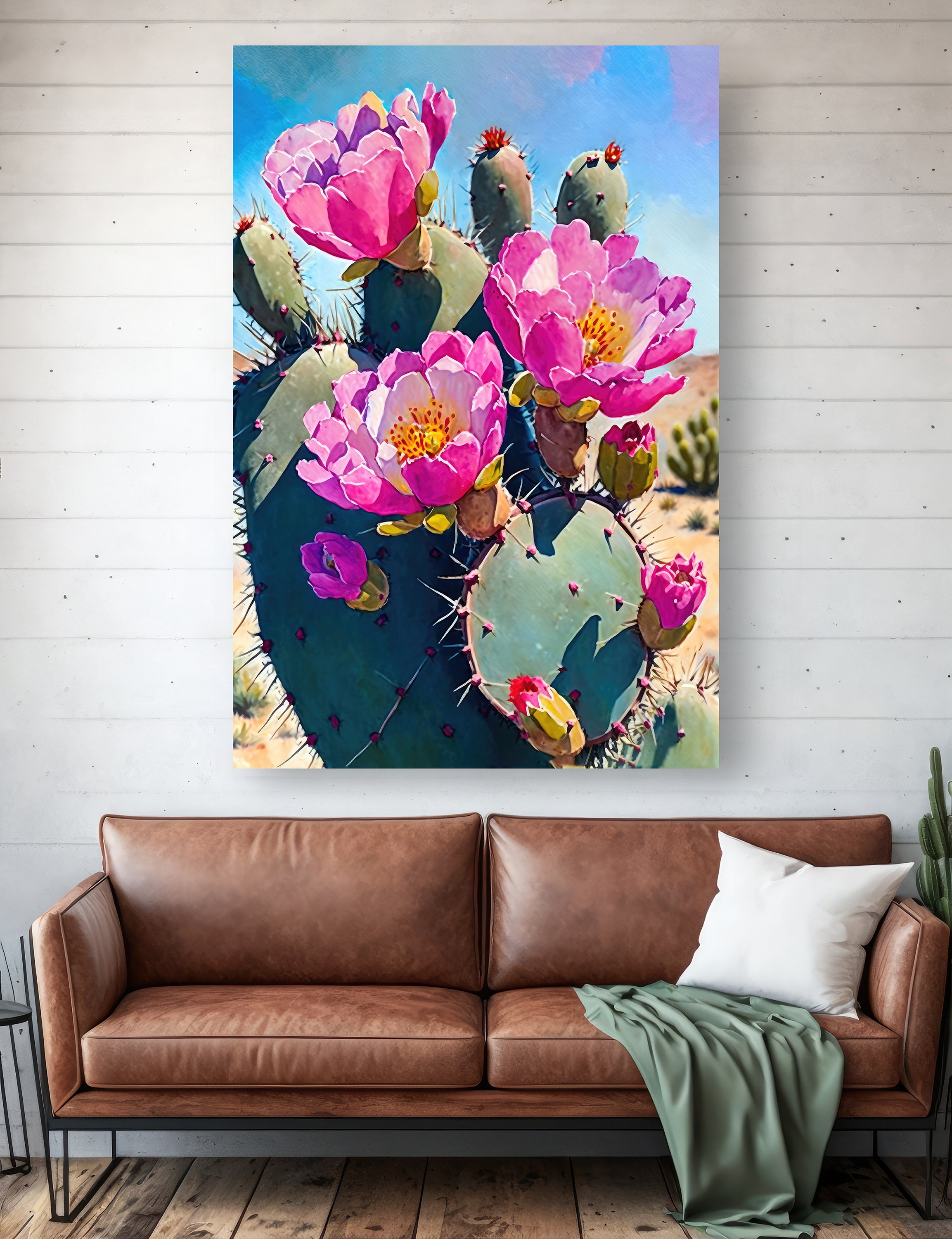 Flower Prickly Pear Cactus Print Watercolor Painting Botanical Desert ...
