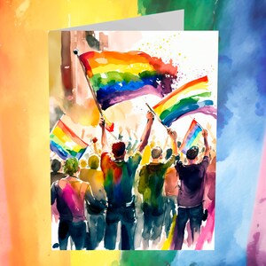 Gay Art Greeting Cards for Gay Pride Month or Coming Out Gifts LGBTQ Queer Holiday Cards - 5x7 inches in Packs of 1, 10, 30, and 50pcs