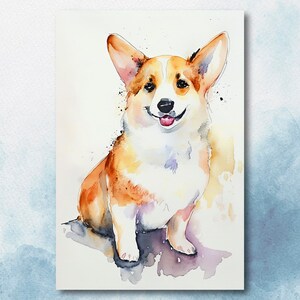 Corgi Dog Watercolor Print Cute Pet Keepsake Wall Art Dog Lover Gift Adorable Canine Home Decor for Puppy Dog Lovers!