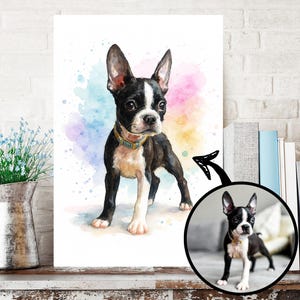 Personalized Pet Portrait from Photo, Custom Dog or Cat Watercolor Art, Pet Memorial Wall Decor, Unique Gift for Animal Lovers