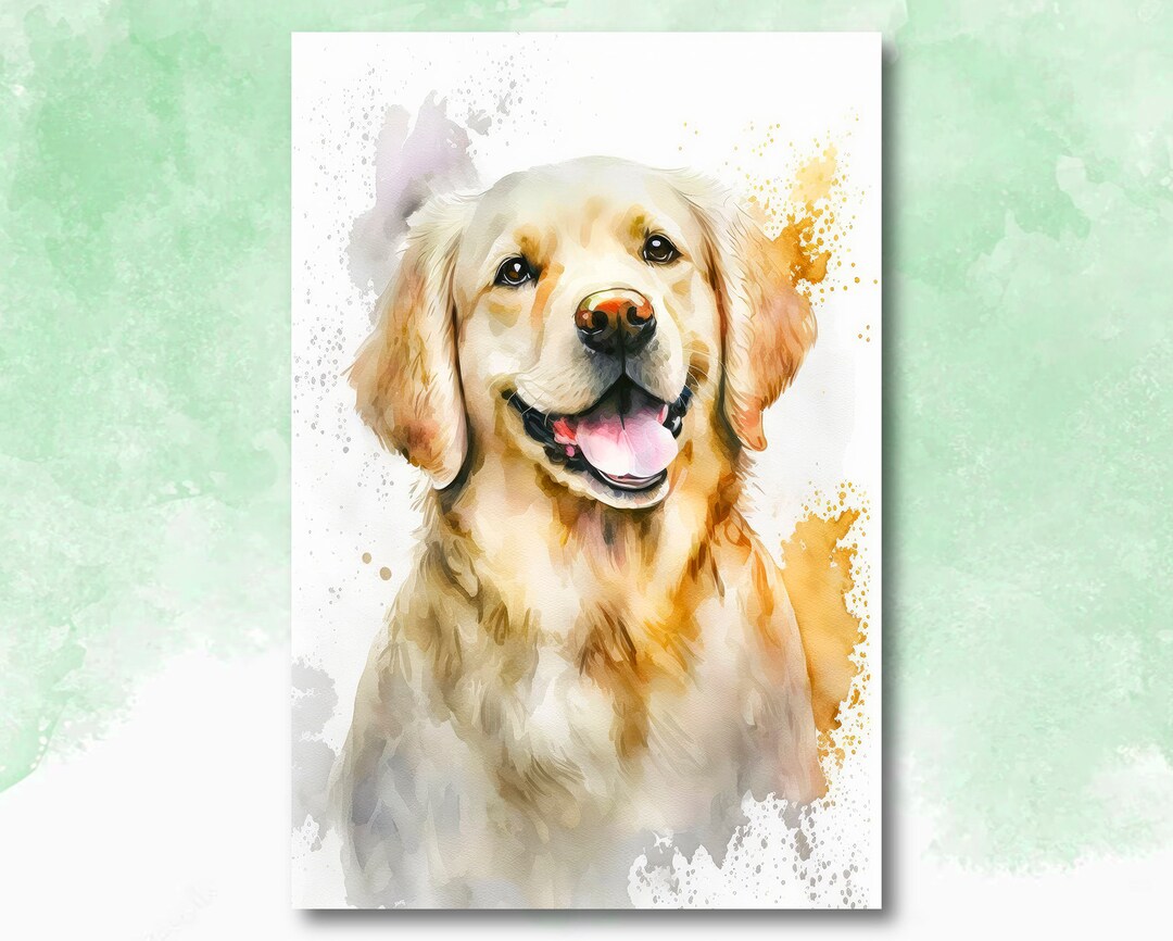 Golden Retriever Dog Watercolor Print Cute Pet Keepsake Wall Art Dog ...