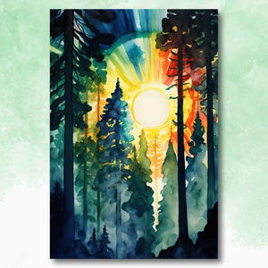 Redwood Forest Sunset California Print, Sequoia National Park Wall Art, Landscape Painting, Rustic Canvas Art, Woodland Home Decor