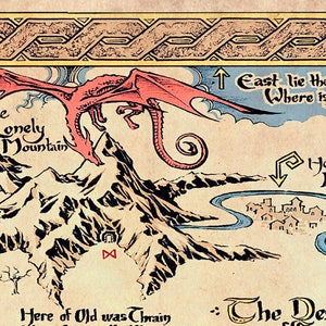 Thorin's Map Hobbit Art Print, Vintage Fantasy World Poster, Epic ...