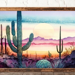 Sonoran Desert Rainy Sunset Cactus Wall Art Print Southwest Nature ...