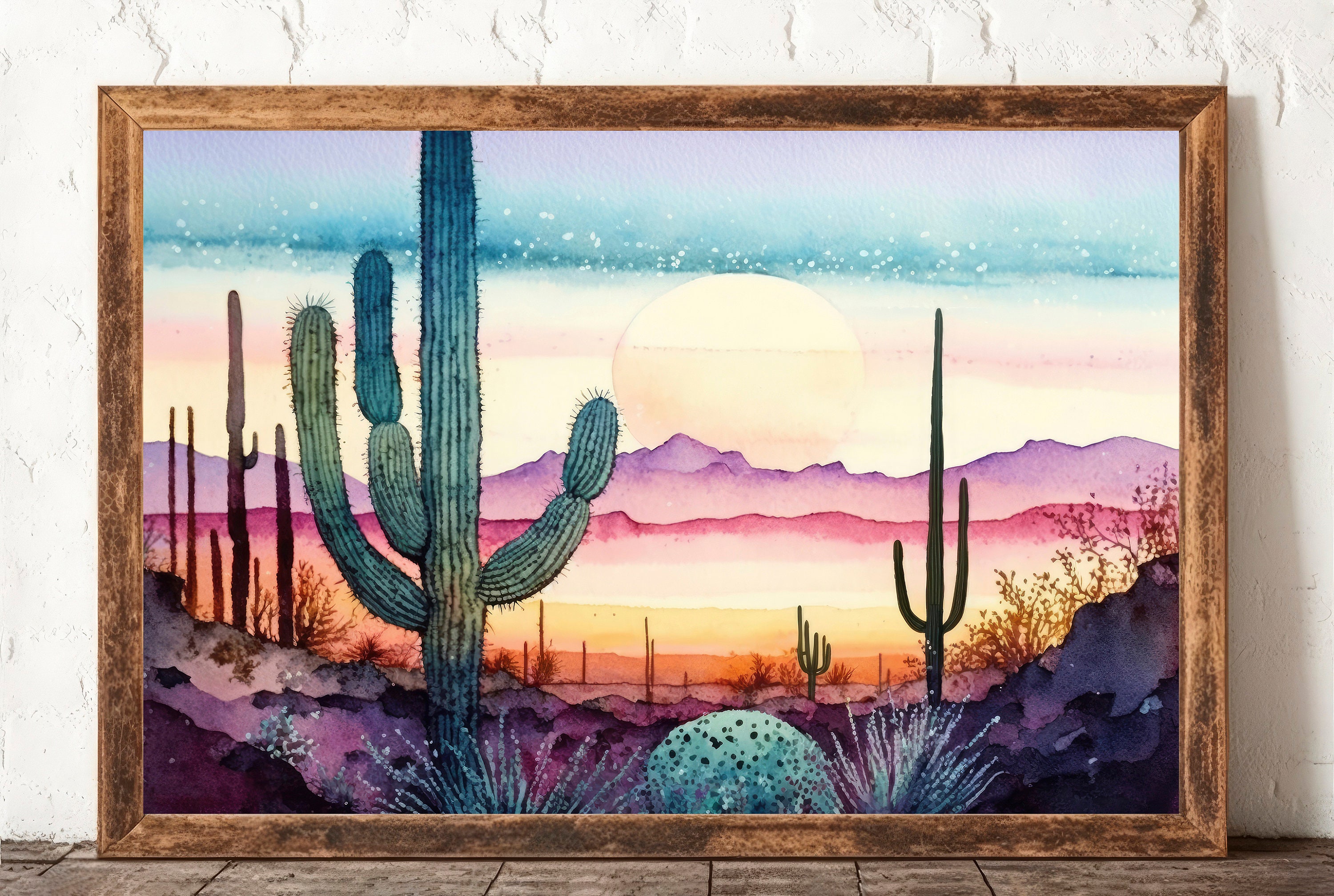 Sonoran Desert Rainy Sunset Cactus Wall Art Print Southwest Nature ...