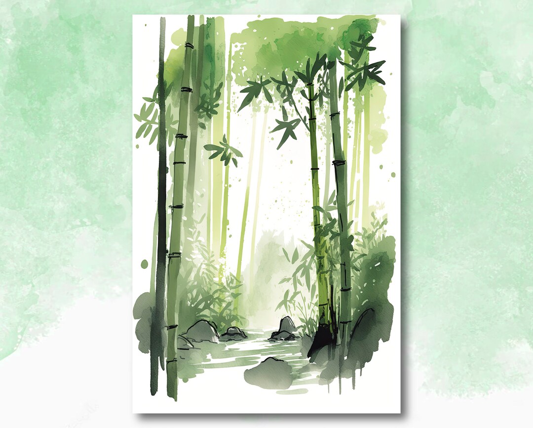 Minimalist Japanese Bamboo Wall Art Asian Print Nature Inspired Zen ...