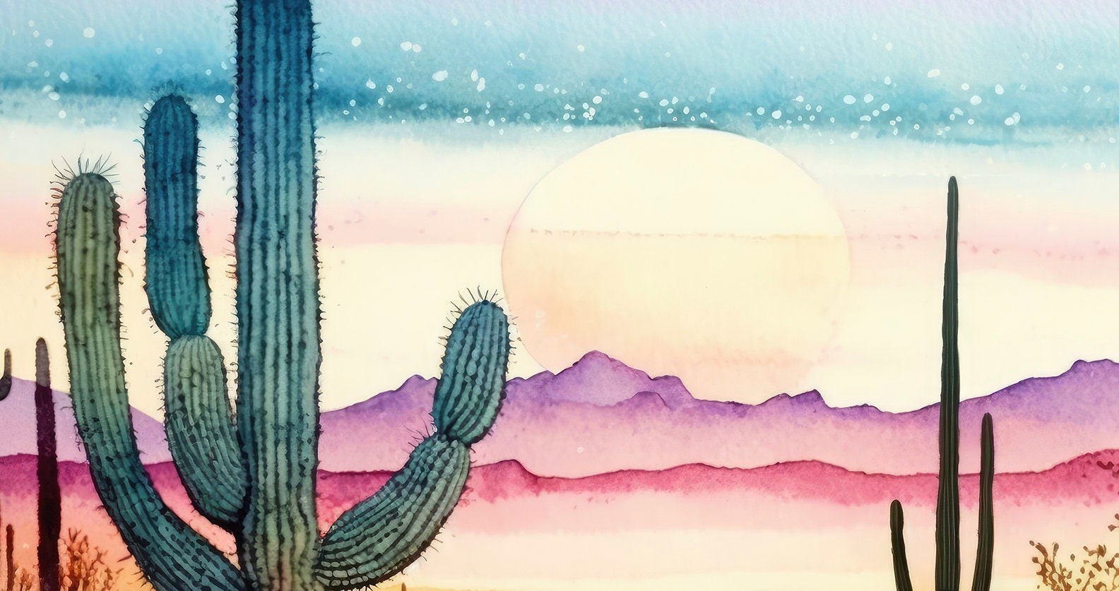 Sonoran Desert Rainy Sunset Cactus Wall Art Print Southwest Nature ...