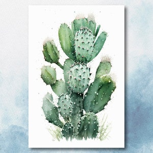 Prickly Pear Cactus Print Watercolor Painting Botanical Desert Wall Art Nature Inspired Sonoran Art Southwest Gift Western Decor