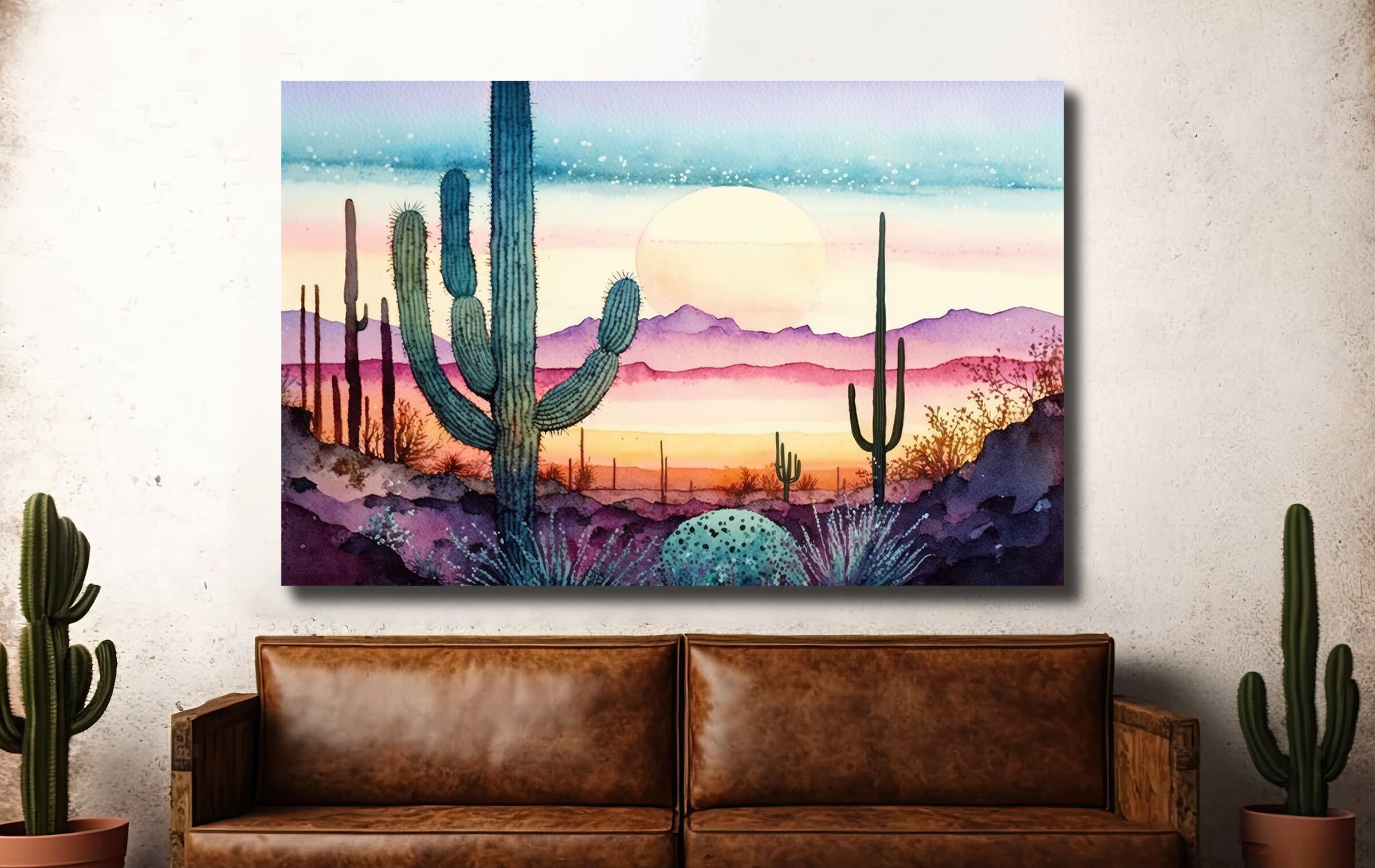 Sonoran Desert Rainy Sunset Cactus Wall Art Print Southwest Nature ...