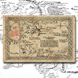 Thorin's Map Hobbit Map Art Print, Vintage Fantasy World Poster, Epic ...