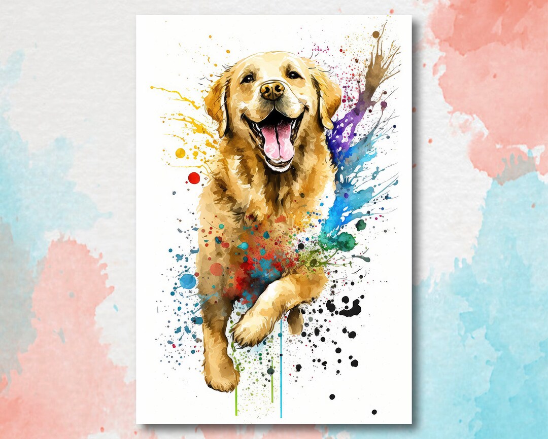 Golden Retriever Dog Watercolor Print Cute Pet Keepsake Wall Art Dog ...